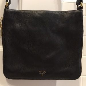 Fossil leather black crossbody bag